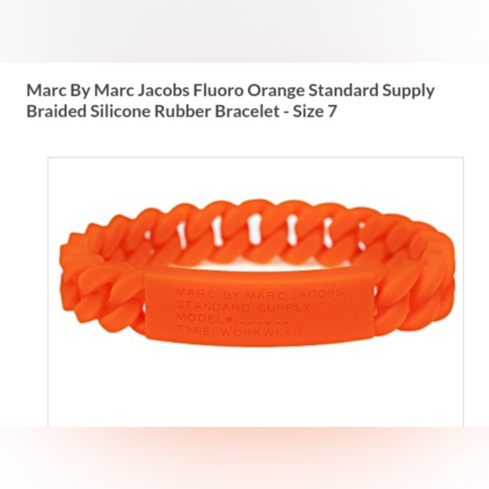 *Last One In Orange! Marc Jacobs silicone bracelet in Fluoro Orange SS chainlink